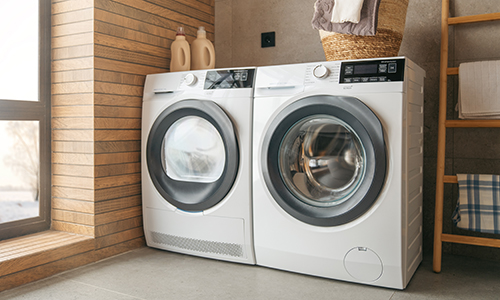 a home front-loading washing machine and dryer